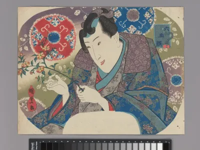 Mitsuuji with Mountain Roses Yamabuki, from the Series 'Six Jewel Faces'