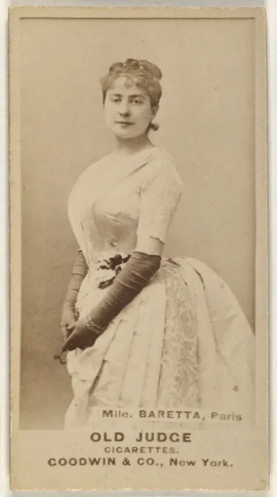 Mlle. Baretta, Paris, from the Actors and Actresses series (N171) for Old Judge Cigarettes