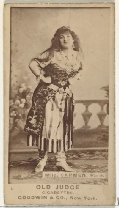 Mlle. Carmen, Paris, from the Actors and Actresses series (N171) for Old Judge Cigarettes