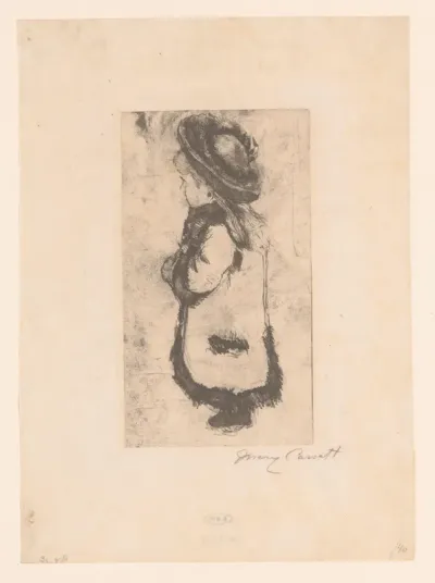 Mlle. Luquet in a coat and hat