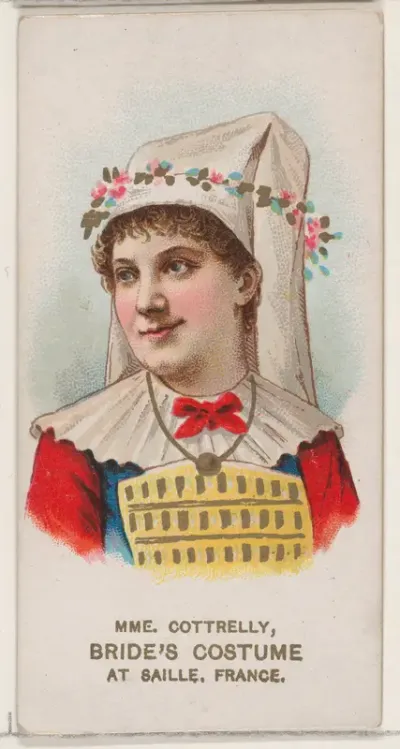 Mme. Cottrelly in Bride's Costume of Saille, France, from the set Actors and Actresses, First Series (N70) for Duke brand cigarettes
