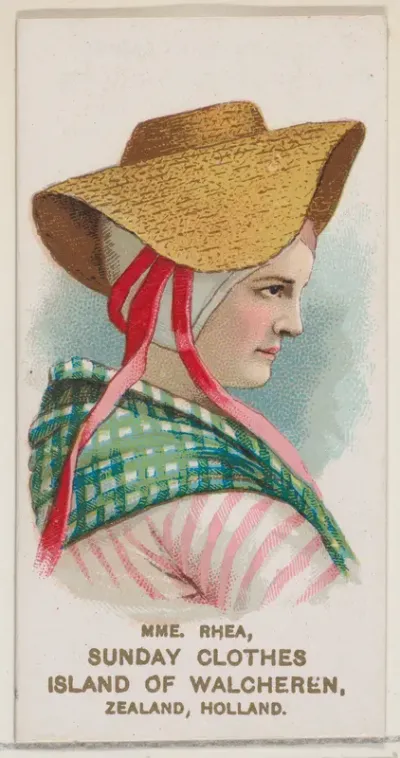 Mme. Rhea Dressed in Sunday Clothes from the Island of Walgheren, Zealand, Holland, from the set Actors and Actresses, Second Series (N71) for Duke brand cigarettes