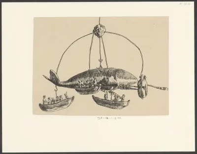 Mobiel met walvis en harpoenierssloepen