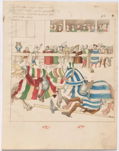 Mock Joust of War with Fixed Shields
