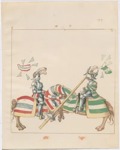 Mock Joust of War with Flying and Exploding Shields