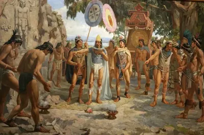 Moctezuma II visitando las tumbas de sus antepasados