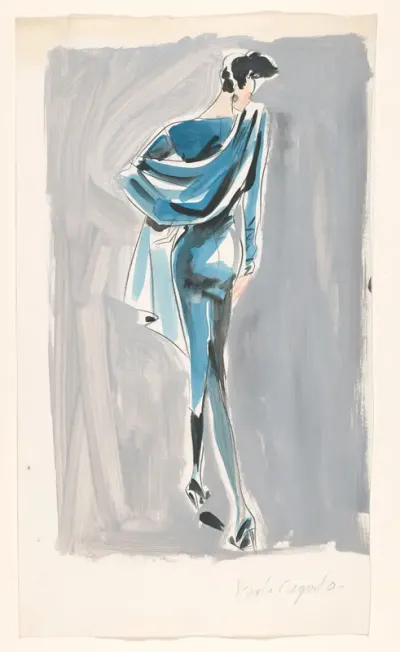 Model in een japon met stola van Paolo Negrato