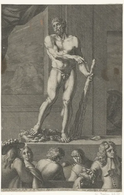 Model poserend als Hercules in academie