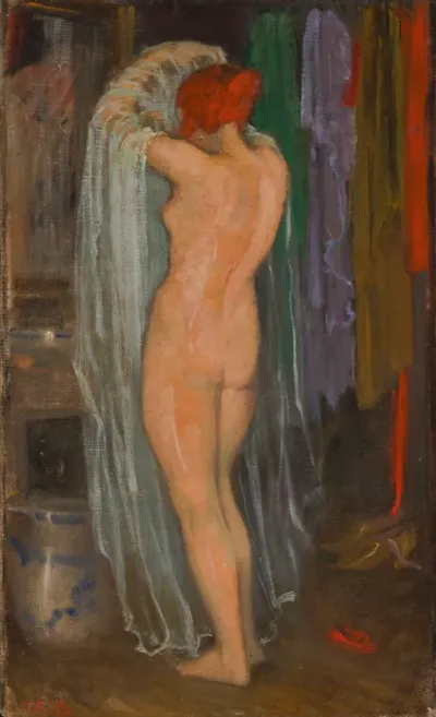 Model Trying on a Veil (Maggie Gripenberg)