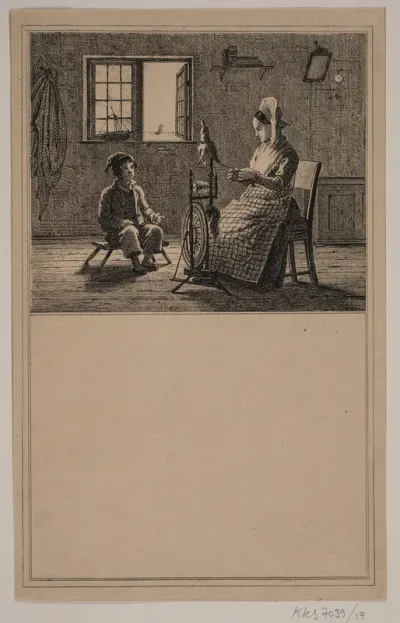 Moder og søn. Nr. 18 i Chr. Winther og M. Rørbye, "25 Billeder for små børn"