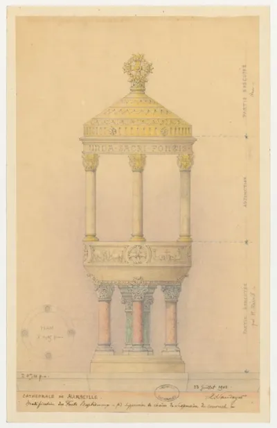 Modification des fonts baptismaux de la cathédrale de Marseille 1902