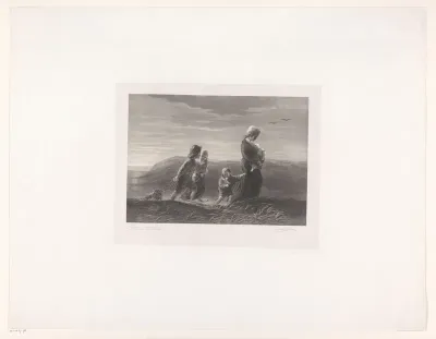 Moeder met kinderen in de duinen