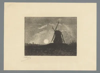 Molen bij volle maan