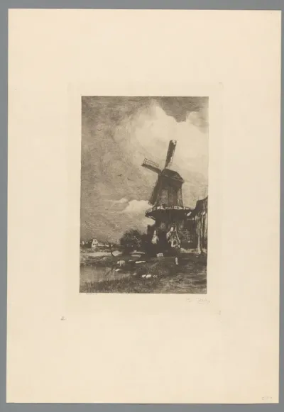 Molen en wassende vrouw