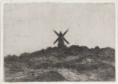 Molen in een duinlandschap