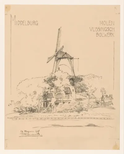 Molen op het Vlissingsch Bolwerk te Middelburg