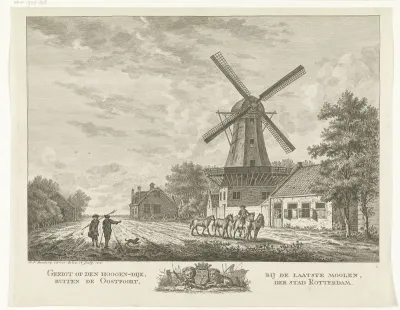 Molen op Hoogendijk buiten Oostpoort te Rotterdam