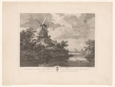 Molens in een rivierlandschap