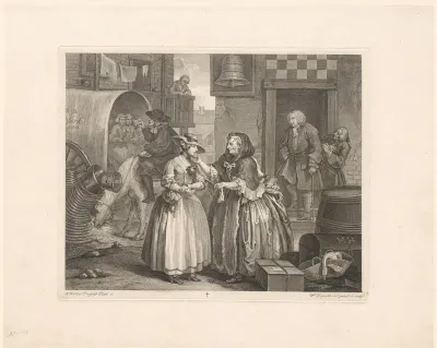 Moll Hackabout arriveert in Londen en wordt bekeken door bordeeleigenaar Elizabeth Needham