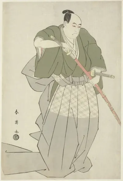 Momonoi Wakasanosuke trekt een zwaard