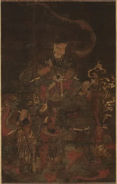 Monju Riding Lion with Attendants
