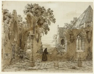 Monk in the Ruins of a Monastery