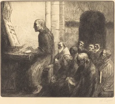 Monk Playing the Organ in Church.