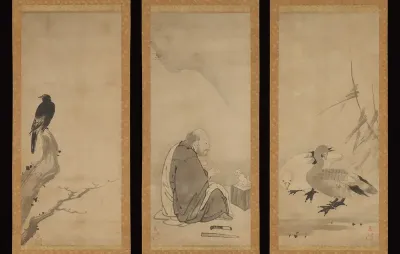Monk Zhaozhou and Dog, with Geese and Mynah
