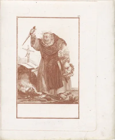 Monnik met dolk in zijn hand