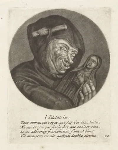 Monnik met een beeld van Maria