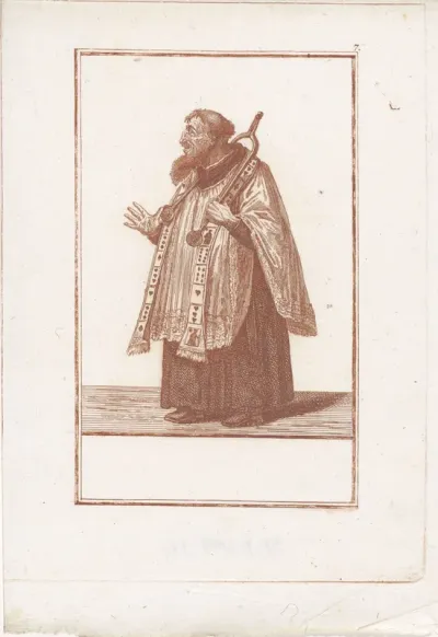Monnik met haardijzer om de nek