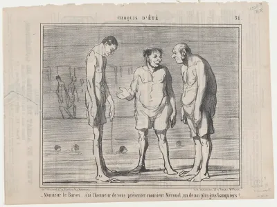 Monsieur le Baron..., j'ai l'honneur..., from Croquis Été, published in Le Charivari, July 2, 1858