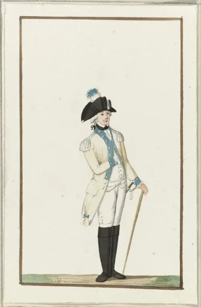 Montering van de cavalerie van het exercitiegenootschap van de studenten van Leiden, ca. 1787