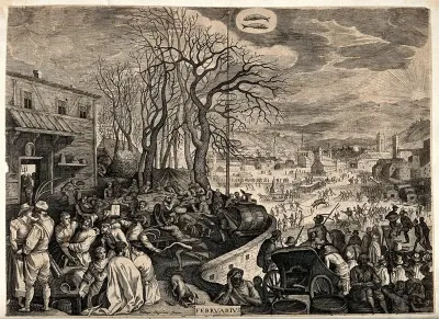 Months of the year: February, in which people celebrate carnival by over-indulgence, frost-fairs etc