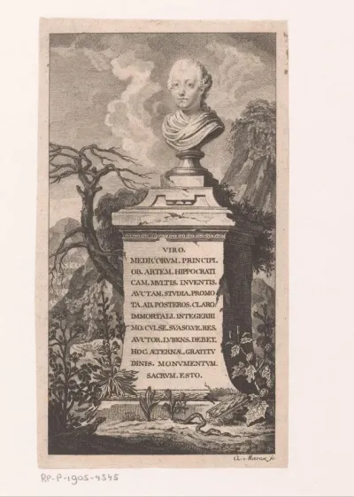 Monument met een buste, mogelijk Gerard van Swieten