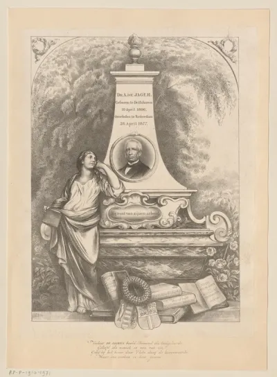 Monument met het portret van Arie de Jager