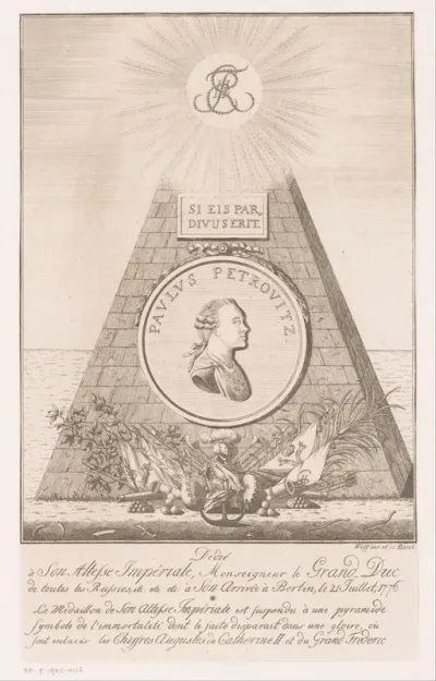 Monument met portret van Paul I, tsaar van Rusland
