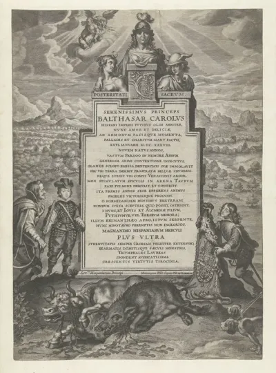 Monument ter ere van Balthazar Karel, zoon van Filips III van Spanje, die een stier en een zwijn doodde tijdens de jacht