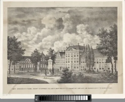 Monument voor Henri Daniel Guyot bij het Instituut voor Doofstommen te Groningen, 1829