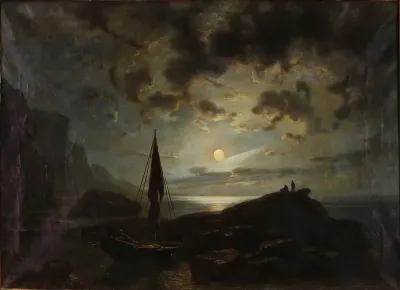Moonlight over a rocky coast