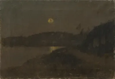 Moonlit night by the River (Landscape by the Moonlight)
