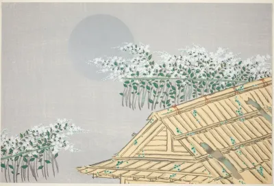 Moonlit Scene with Hut and Flowers, from the series "Worlds of Things (Momoyogusa)"