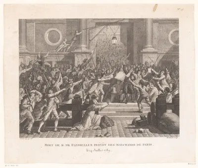 Moord op Jacques de Flesselles voor het stadhuis van Parijs