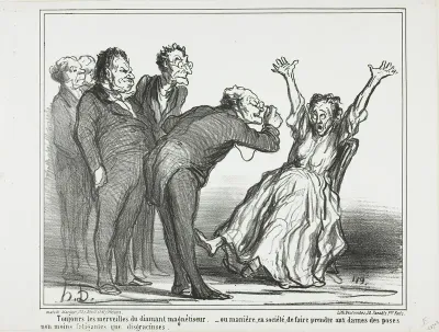 More marvels from the diamond hypnotist. Or, how to make the ladies pose in society in exhausting and not very gracious positions, plate 137 from Actualités