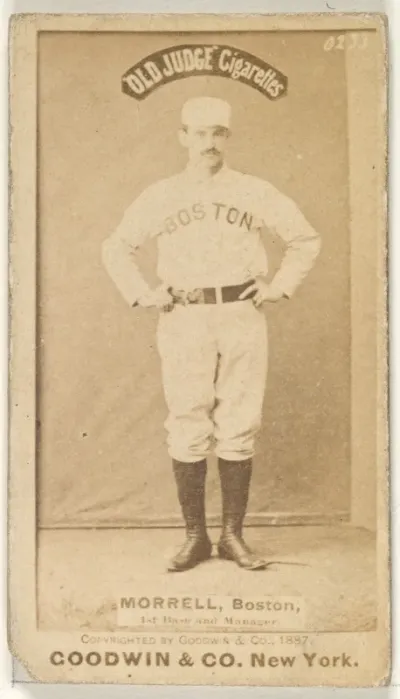 Morrell, 1st Base and Manager, Boston, from the Old Judge series (N172) for Old Judge Cigarettes