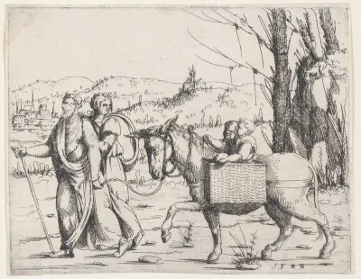 Moses and Zipporah Returning to Egypt, from Old and New Testaments