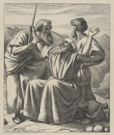 Moses' Hands Held Up, from "Dalziels' Bible Gallery"