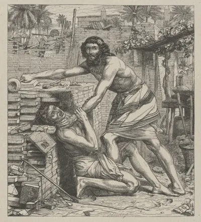 Moses Slaying the Egyptian, from "Dalziels' Bible Gallery"