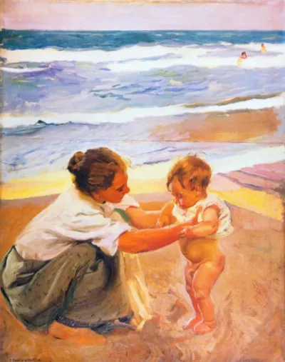 Mother and child on the beach