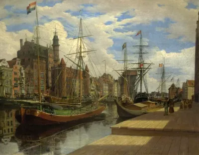 Mottlaufluß und Lange Brücke in Danzig